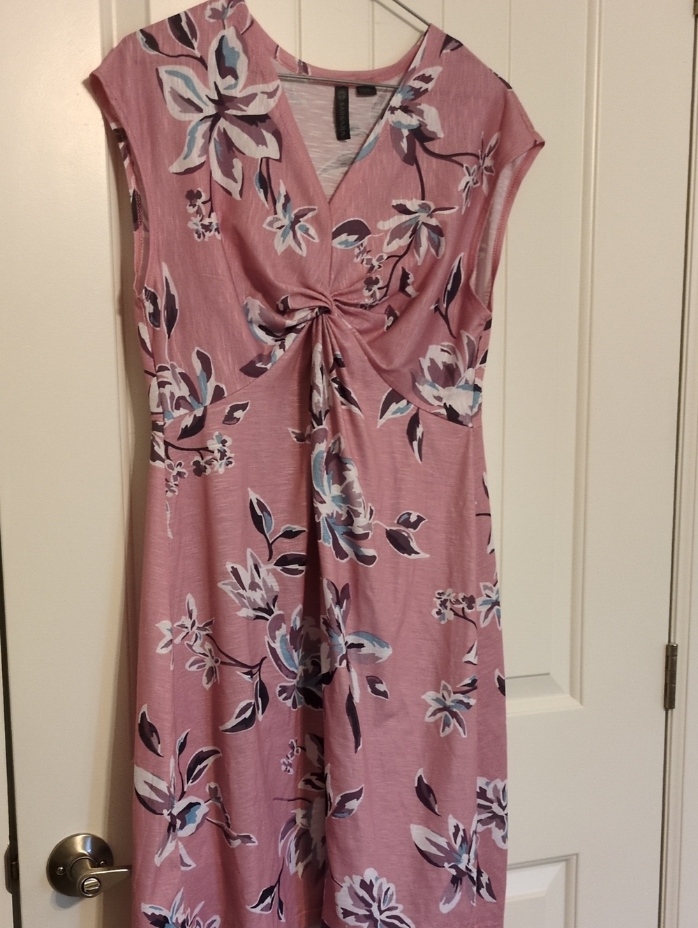 Sara Pink Floral Twist-Front Midi Dress